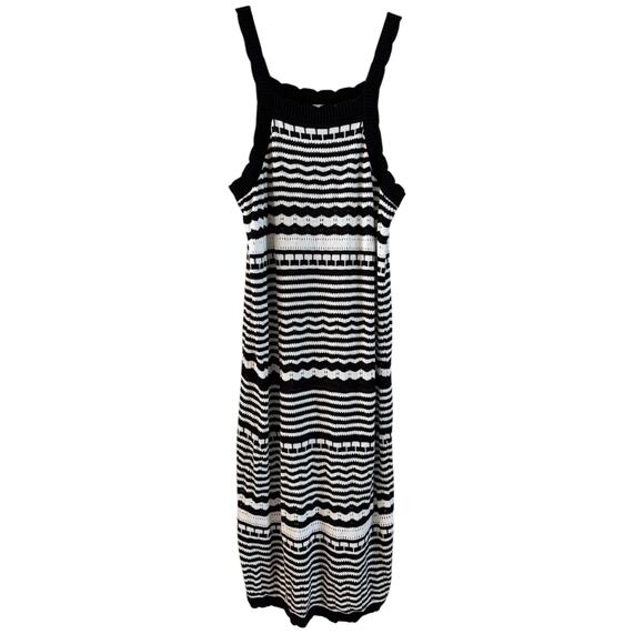 Joie Dress Women's White Blue Striped Crochet Knit Sleeveless Midi NWT XL - Picture 1 of 7
